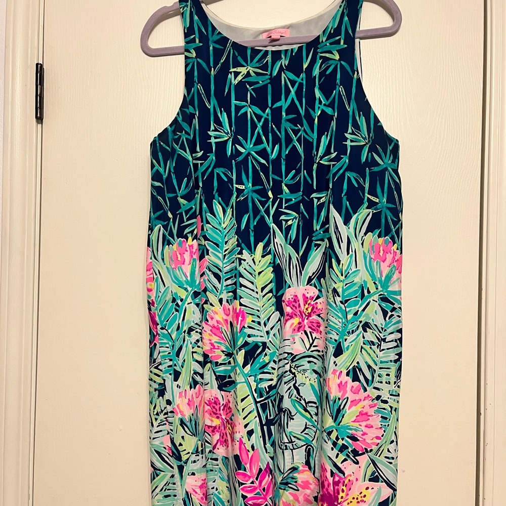 Lilly Pulitzer Navy, Teal & Pink Tropical Shift Dress